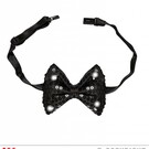 Pk  6 Adjustable "BLACK SEQUIN BOW TIE WITH 4 FLASHING LED LIGHTS"