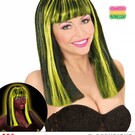 Pk  4 "NEON YELLOW STREAKED BLACK PATSY WIG" in polybag
