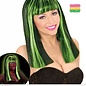 Pk  4 "NEON GREEN STREAKED BLACK PATSY WIG" in polybag