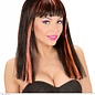 Pk  4 "NEON ORANGE STREAKED BLACK PATSY WIG" in polybag