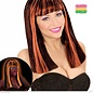 Pk  4 "NEON ORANGE STREAKED BLACK PATSY WIG" in polybag