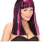 Pk  4 "NEON PINK STREAKED BLACK PATSY WIG" in polybag