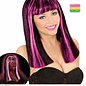 Pk  4 "NEON PINK STREAKED BLACK PATSY WIG" in polybag