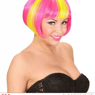 Pk  4 "NEON YELLOW STREAKED PINK VALENTINA WIG" in box