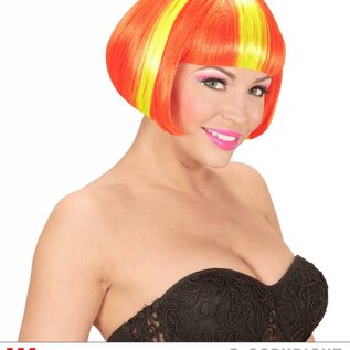 Pk  4 "NEON YELLOW STREAKED ORANGE VALENTINA WIG" in box