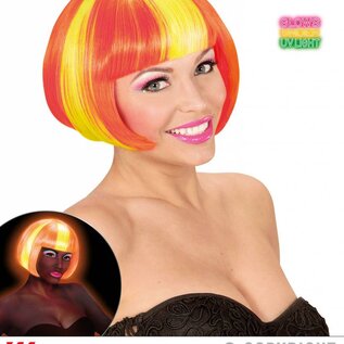 Pk  4 "NEON YELLOW STREAKED ORANGE VALENTINA WIG" in box