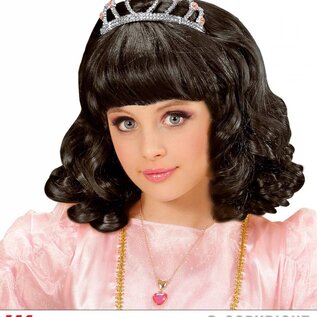 Pk  6 "BLACK PRINCESS WIG WITH TIARA" in box