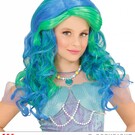 Pk  6 "TURQUOISE-EMERALD MERMAID WIG" in polybag