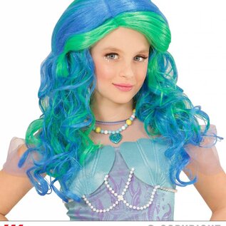 Pk  6 "TURQUOISE-EMERALD MERMAID WIG" in polybag