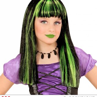 Pk  6 "GREEN STREAKED WITCH WIG" in polybag