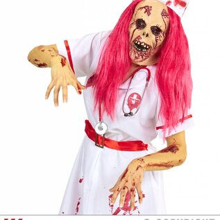 Pk  3 "ZOMBIE NURSE HALF FACE MASK WITH WIG & HEADPIECE"