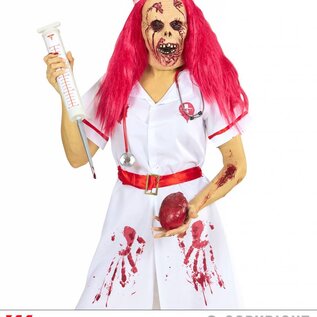 Pk  3 "ZOMBIE NURSE HALF FACE MASK WITH WIG & HEADPIECE"