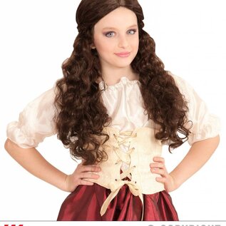 Pk  4 "BROWN MEDIEVAL WENCH WIG" in polybag