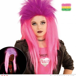 Pk  6 "NEON PINK & GREEN PUNKADELIC WIG" in polybag
