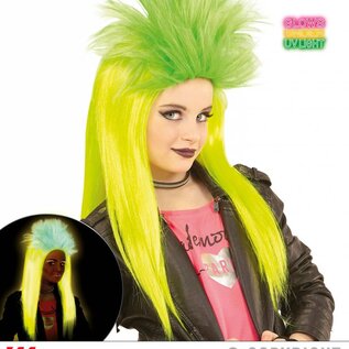 Pk  6 "NEON YELLOW & GREEN PUNKADELIC WIG" in polybag