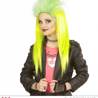 Pk  6 "NEON YELLOW & GREEN PUNKADELIC WIG" in polybag