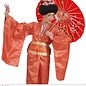 Pk  6 "DECORATED RED RICE PAPER ORIENTAL PARASOL WITH WOODEN STRUCTURE" ø 84 cm