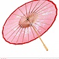 Pk  6 "DECORATED RED RICE PAPER ORIENTAL PARASOL WITH WOODEN STRUCTURE" ø 84 cm