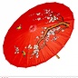 Pk  6 "DECORATED RED RICE PAPER ORIENTAL PARASOL WITH WOODEN STRUCTURE" ø 84 cm
