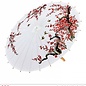 Pk  6 "DECORATED WHITE RICE PAPER ORIENTAL PARASOL WITH WOODEN STRUCTURE" ø 76 cm - 4 colors ass.