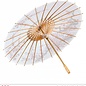Pk  6 "DECORATED WHITE RICE PAPER ORIENTAL PARASOL WITH WOODEN STRUCTURE" ø 76 cm - 4 colors ass.