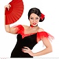 Pk  6 "RED FABRIC FAN" 23 cm