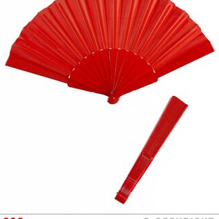 Pk  6 "RED FABRIC FAN" 23 cm