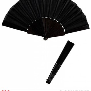 Pk  6 "BLACK FABRIC FAN" 23 cm