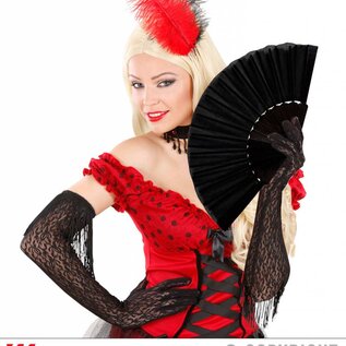 Pk  6 "BLACK FABRIC FAN" 23 cm