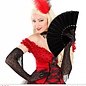 Pk  6 "BLACK FABRIC FAN" 23 cm