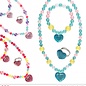 Pk 12 "GLITTER HEART BEADED NECKLACE, BRACELET & RING" 3 colors ass.
