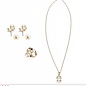 Pk  6 "GOLD STRASS CROWN PEARL NECKLACE, EARRINGS & RING"