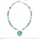 Pk  6 "AZURE GLITTER HEART BEADED NECKLACE"