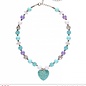 Pk  6 "AZURE GLITTER HEART BEADED NECKLACE"