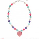 Pk  6 "PINK GLITTER HEART BEADED NECKLACE"