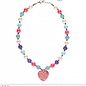 Pk  6 "PINK GLITTER HEART BEADED NECKLACE"