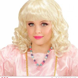 Pk  6 "PINK GLITTER HEART BEADED NECKLACE"