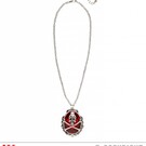 Pk  6 "SKULL & CROSS BONES RED GEM NECKLACE"