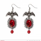 Pk 12 Pair of "BAT EARRINGS WITH RED GEMS"