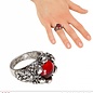Pk 12 "SKULLS RING WITH RED GEM"