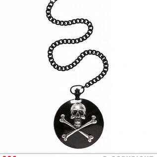 Pk  6 "SKULL & CROSS BONES POCKET WATCH WITH CHAIN"