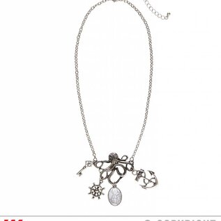 Pk  6 "OCTOPUS NECKLACE WITH CHARMS"