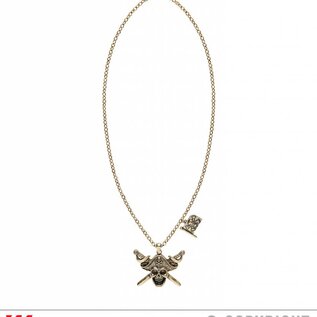 Pk 12 "PIRATE CAPTAIN SKULL & CROSS SWORDS NECKLACE WITH PIRATE FLAG"