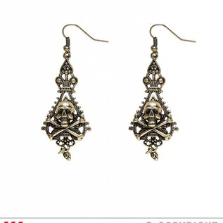 Pk 12 Pair of "PIRATE SKULL & CROSS BONES EARRINGS"