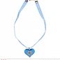 Pk 12 "AZURE-WHITE CHECKERED RIBBON NECKLACE WITH STRASS EDELWEISS HEART"