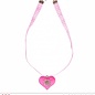 Pk 12 "PINK-WHITE CHECKERED RIBBON NECKLACE WITH STRASS EDELWEISS HEART"