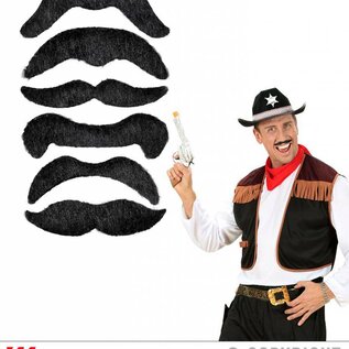 Pk 12 "SET OF 6 COWBOY MOUSTACHES"