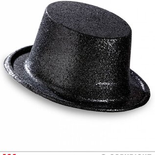 Pk 12 "BLACK GLITTER TOP HAT"