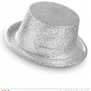 Pk 12 "SILVER GLITTER TOP HAT"
