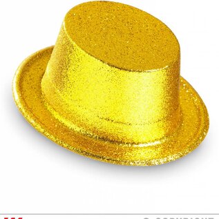 Pk 12 "GOLD GLITTER TOP HAT"